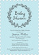 Blue and Grey Baby Shower Wreath Invitations Image 6 of 6